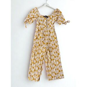 Code Mode Nordstrom Floral Boho Resort‎ Sunshine Yellow Cottagecore Jumpsuit M
